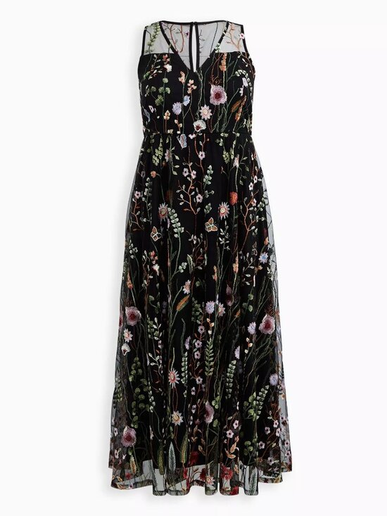 torrid Dresses & Skirts - Torrid Maxi Mesh Embroidered Dress